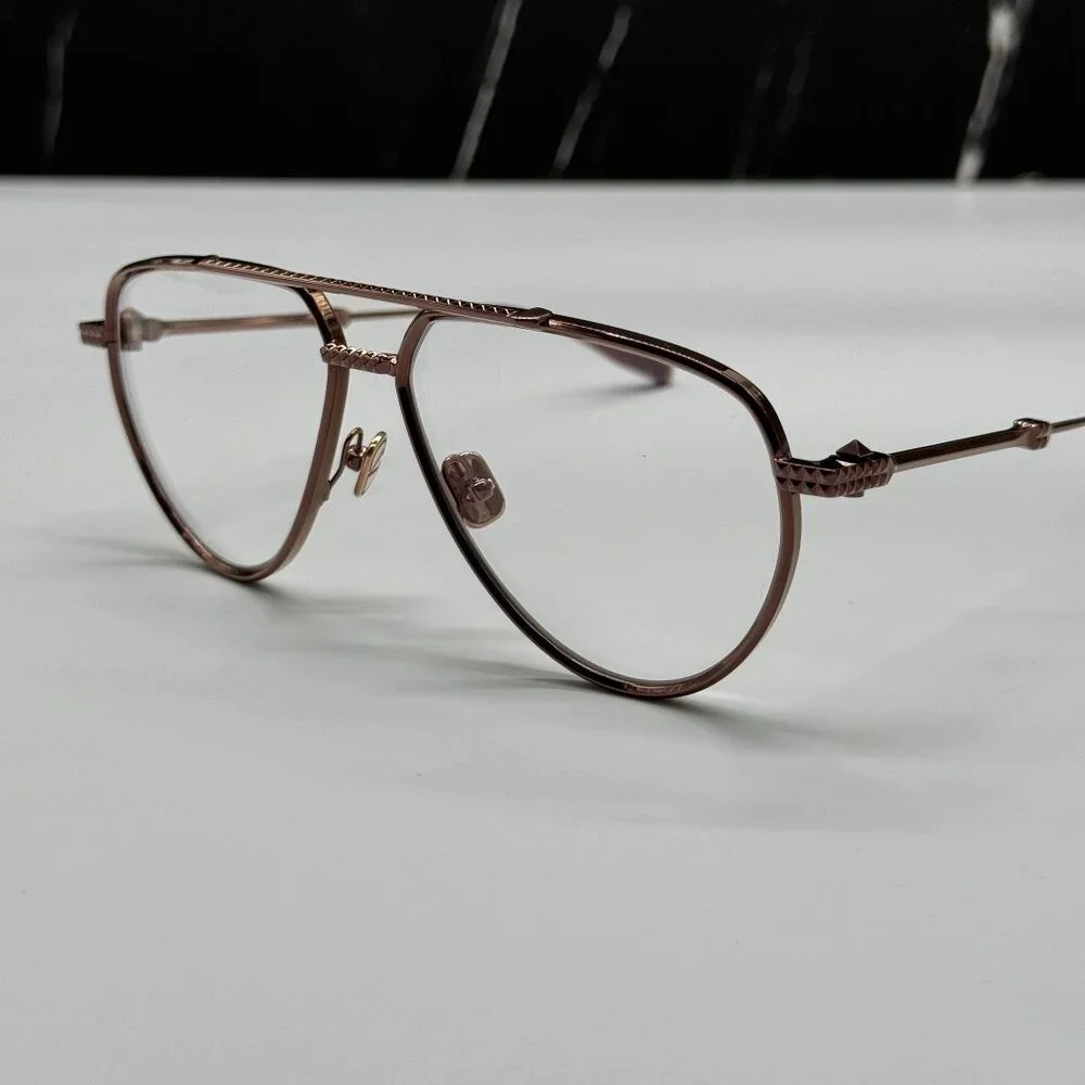 NEW VALENTINO V-STUD-II VLX-133C AVIATOR UNISEX GOLD ROSE EYEGLASSES